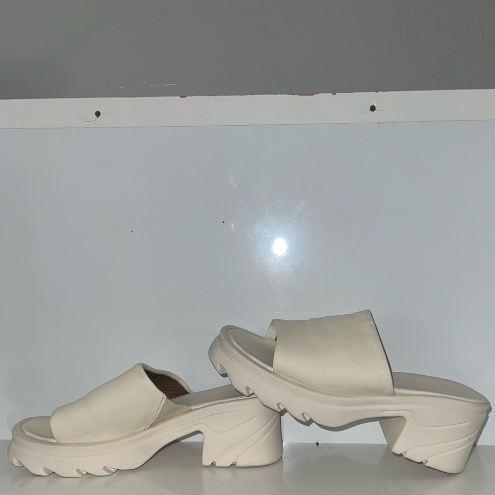 Cream Platform Mules with Chunky Sole